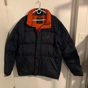Nautica Down Coat! Excellent Condition Navy exterior/orange inside XXL